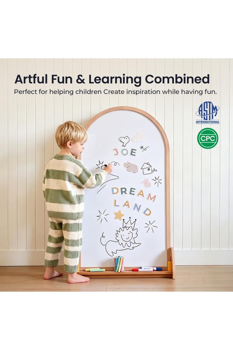 Double Sided Arched Wooden Art Easel for Kids, Alternate, color, Multicolor