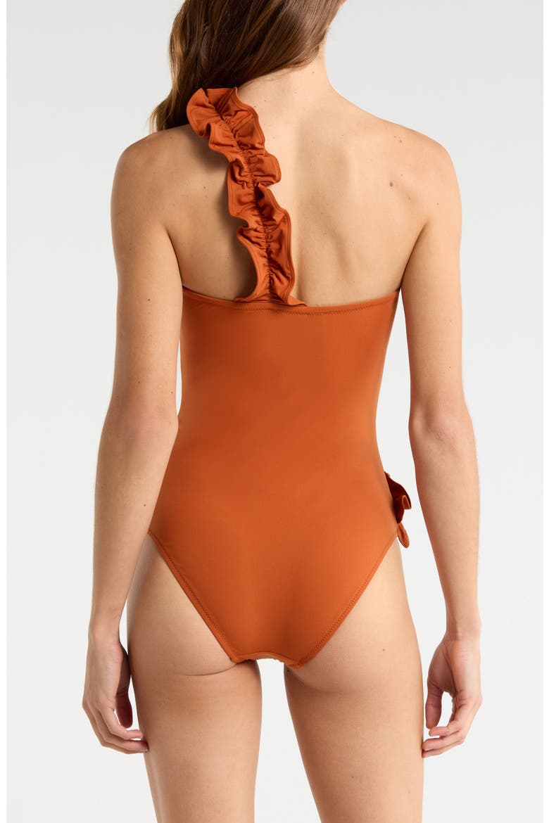 Capri One-Shoulder One-Piece Swimsuit, Alternate, color, SIENNA