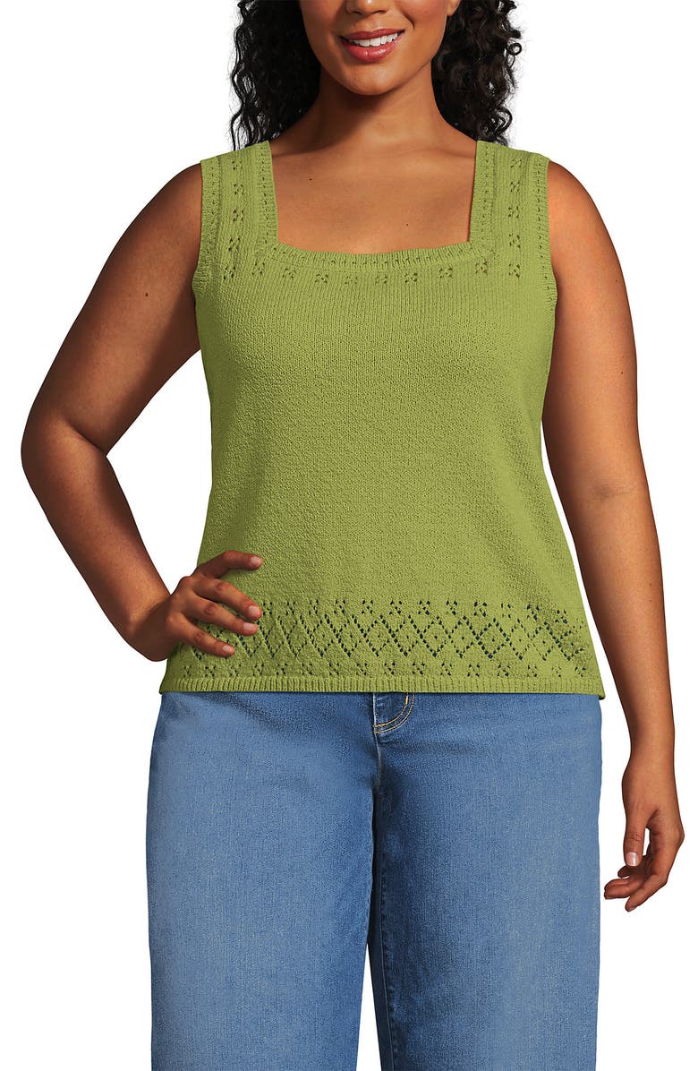 Lands' End Pointelle Square Neck Tank Sweater, Main, color,