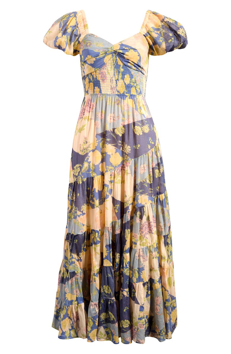 Free People Sundrenched Floral Tiered Maxi Sundress, Alternate, color, Blue Combo Option 2