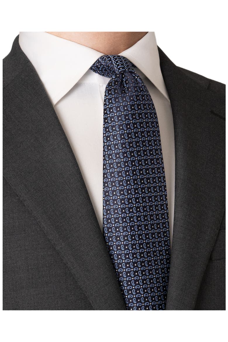 Pine Paisley Silk Jacquard Tie, Alternate, color, NAVY