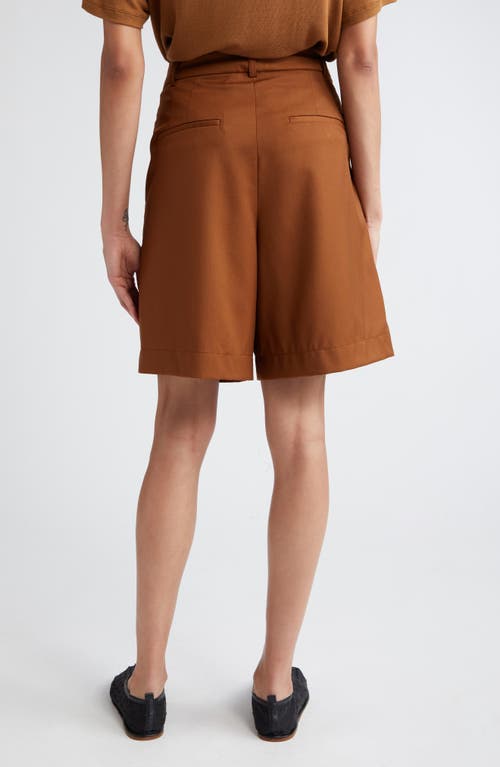 Shop Rohe Róhe Pleated Wide Leg Virgin Wool Shorts In Rust