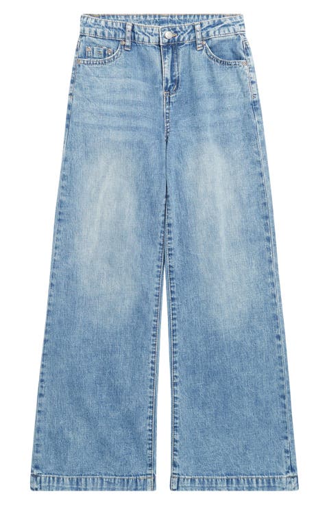 Kids' Slim Wide Leg Jeans (Indigo Wash) (Big Kid)