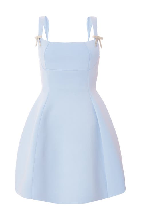 Quiz Scuba Foam Mini Dress With Diamante Bow Detail In Pale Blue