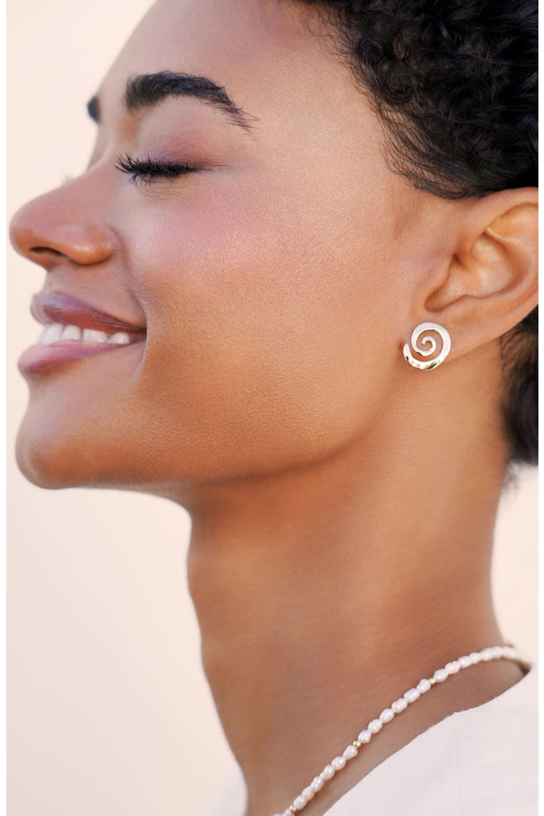 Aura Swirl Stud Earrings, Alternate, color, SILVER