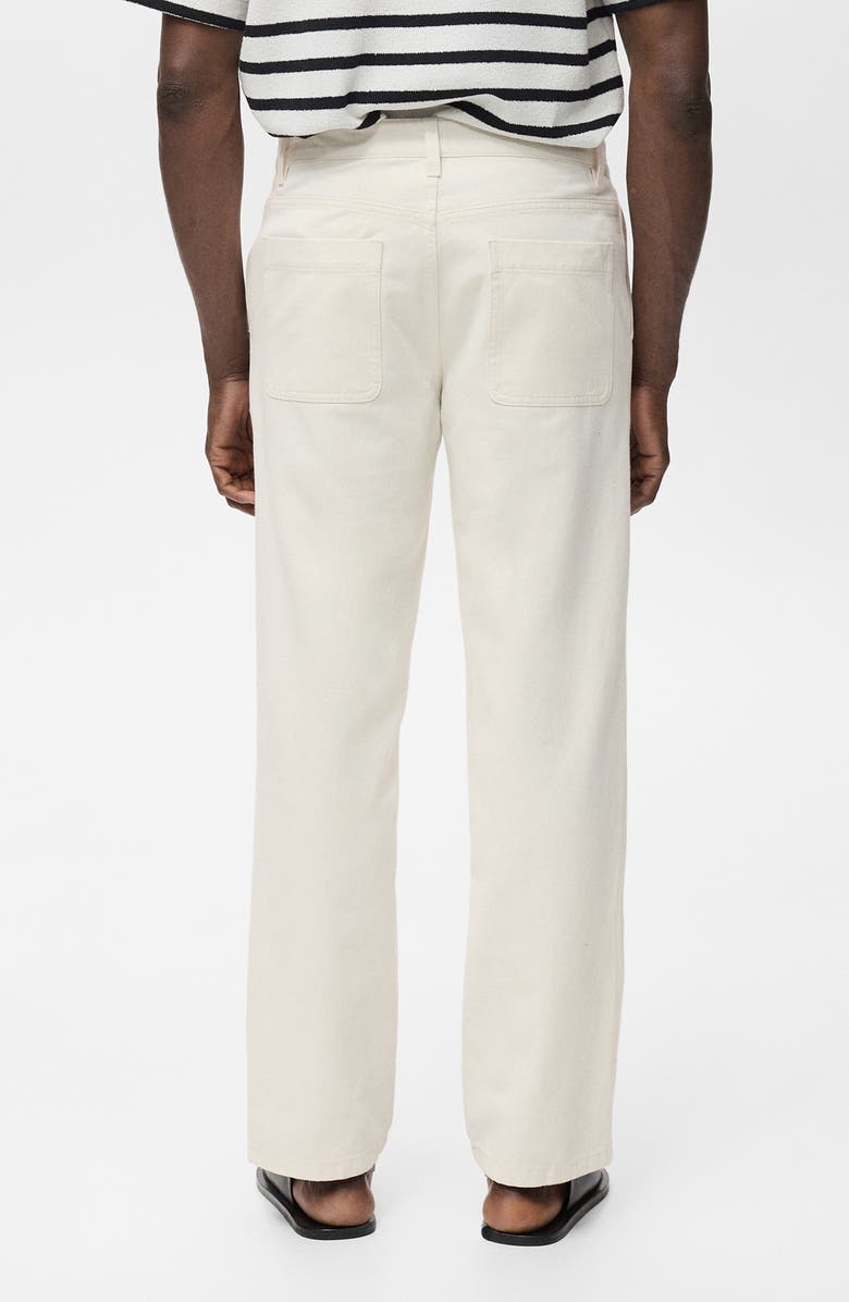 MANGO Cotton & Linen Straight Leg Jeans, Alternate, color, Off White