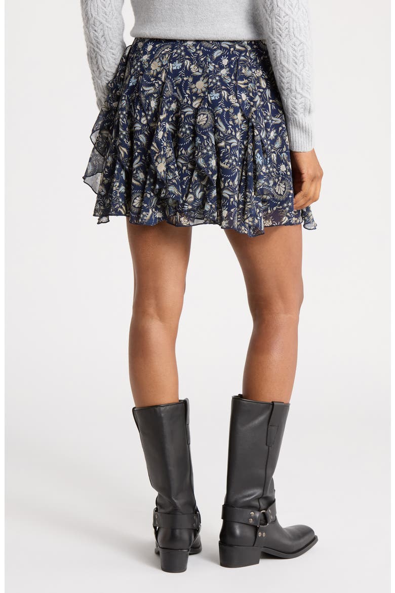 Ruffle Chiffon Miniskirt, Alternate, color, NAVY- OLIVE GLOBAL FLORAL