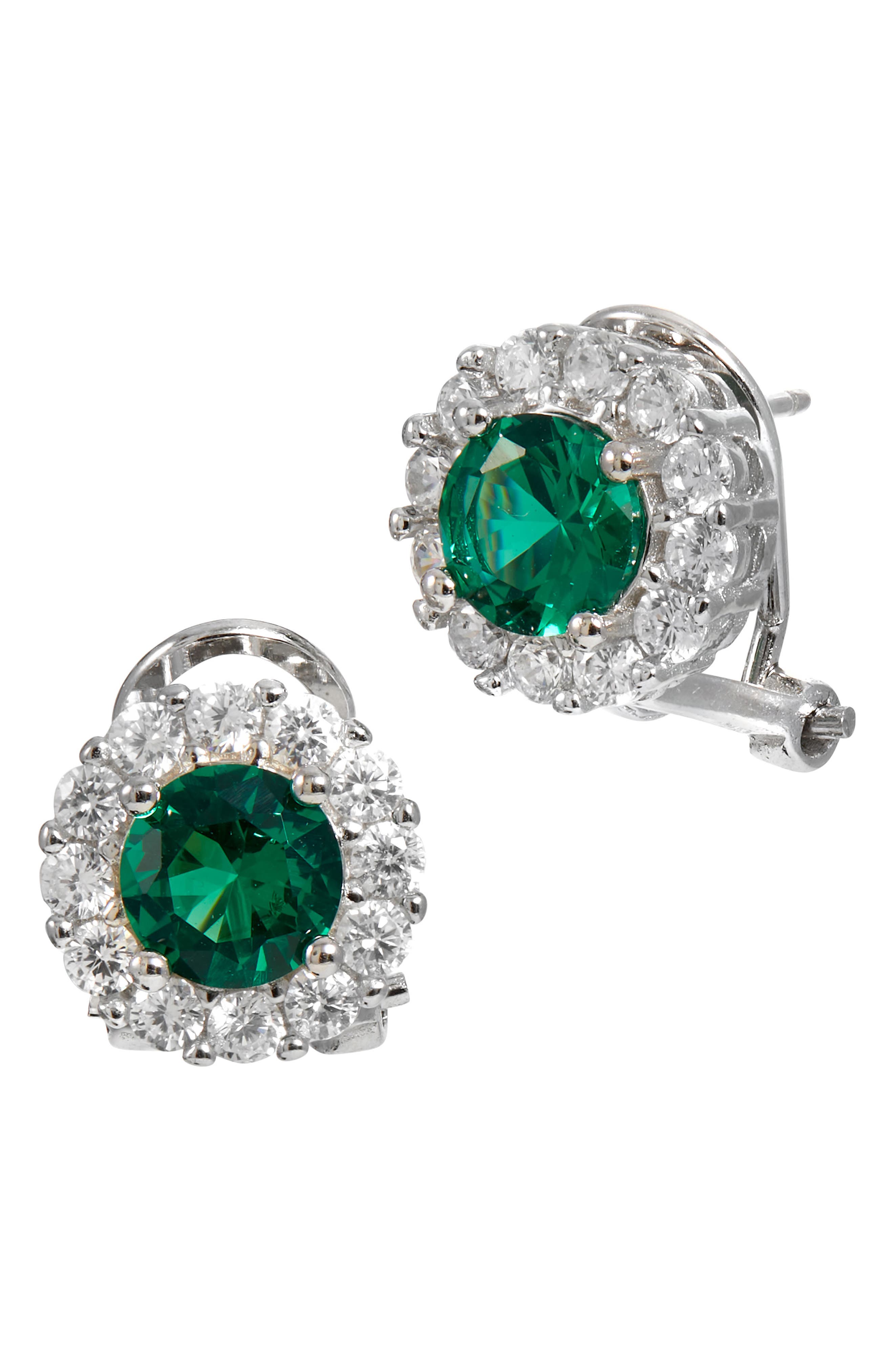 SAVVY CIE JEWELS Halo Stud Earrings in Green 