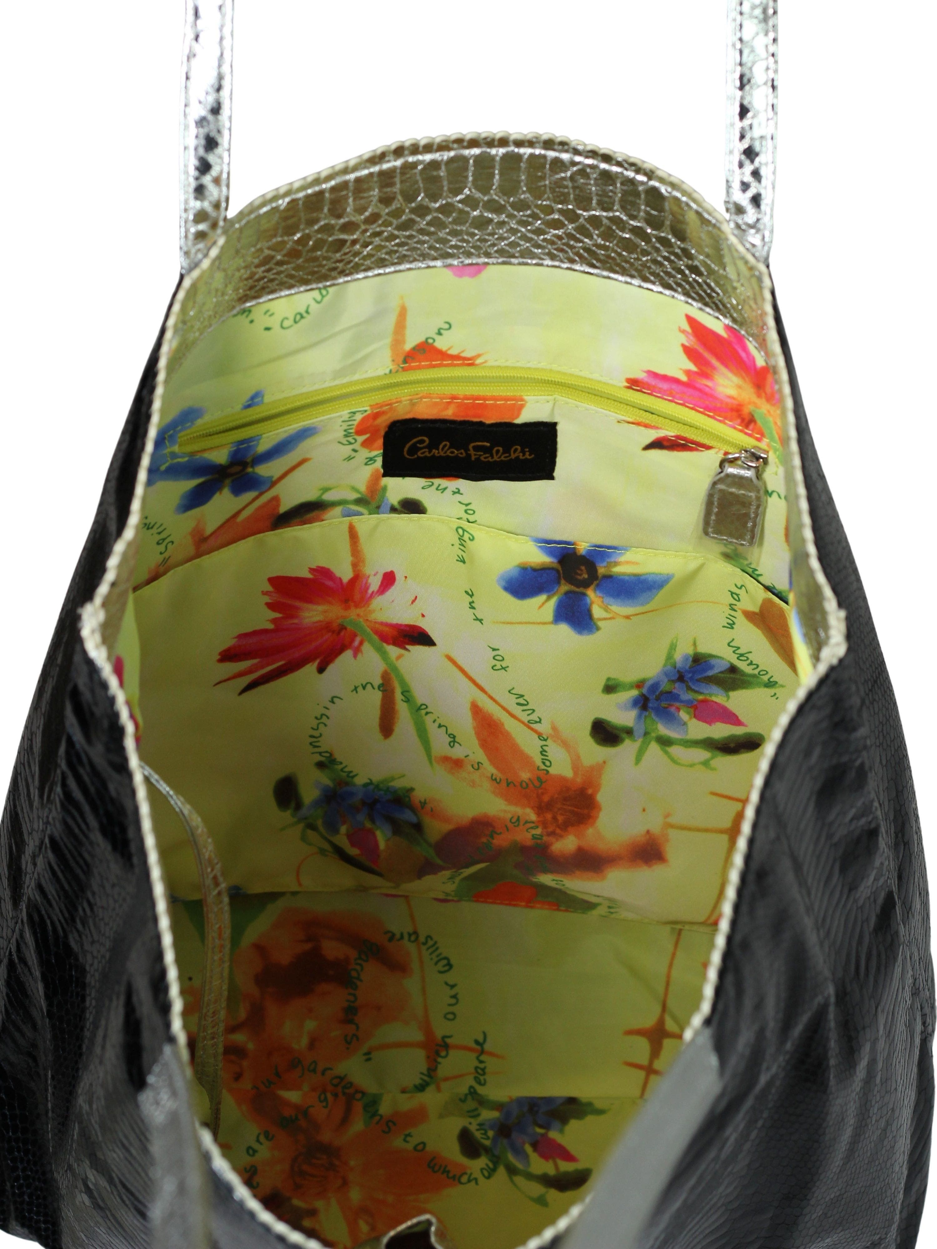 Carlos Falchi Vegan Python Large Tote with Convertible Pouch, Alternate, color, Black