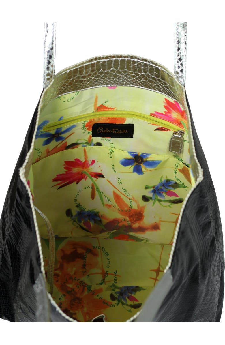 Carlos Falchi Vegan Python Large Tote with Convertible Pouch, Alternate, color, Black