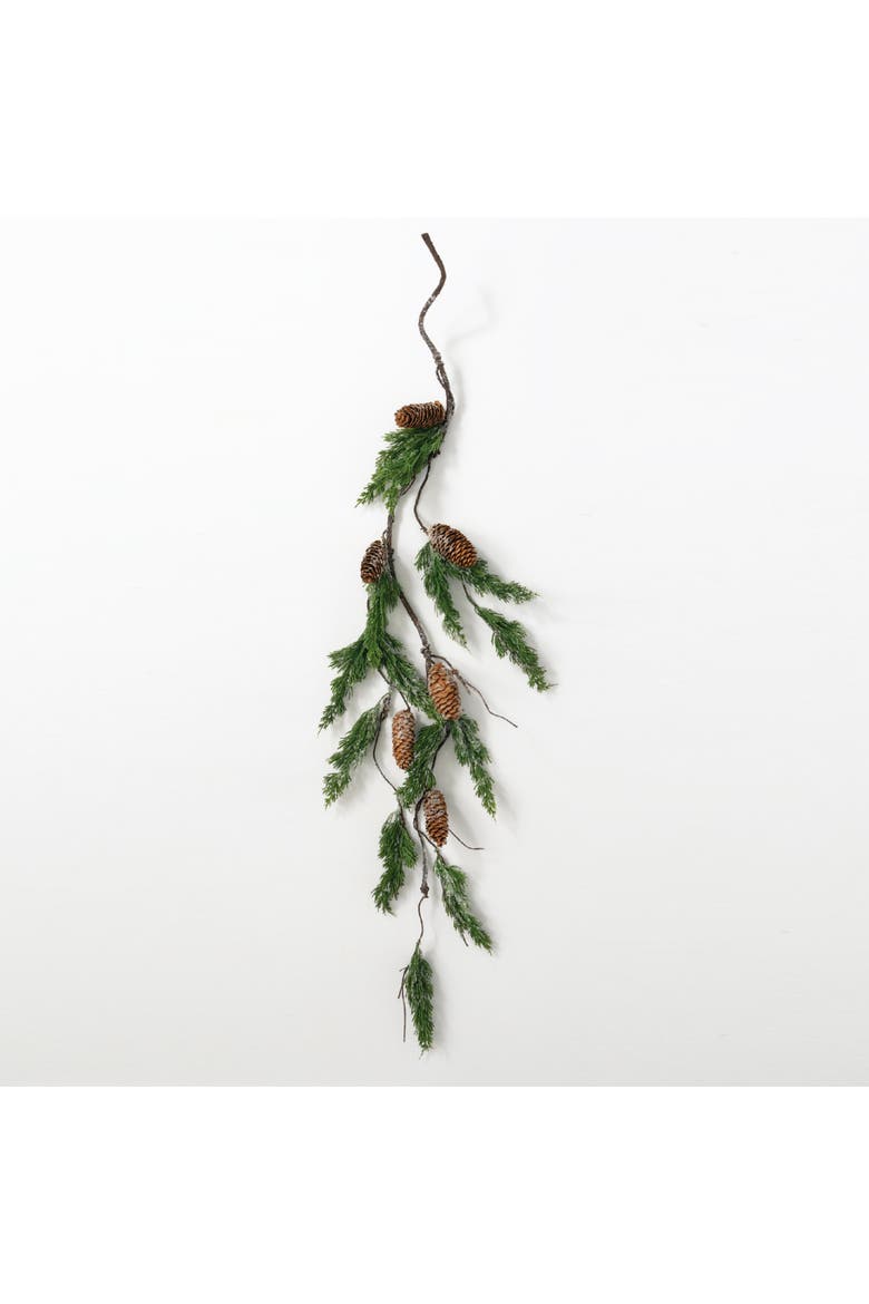Sullivan's Christmas Long Pine Cone Spray, Green Faux Floral Stem for Crafting, Weddings, Home and Holiday Decoration, 48 Inch, Main, color, Green