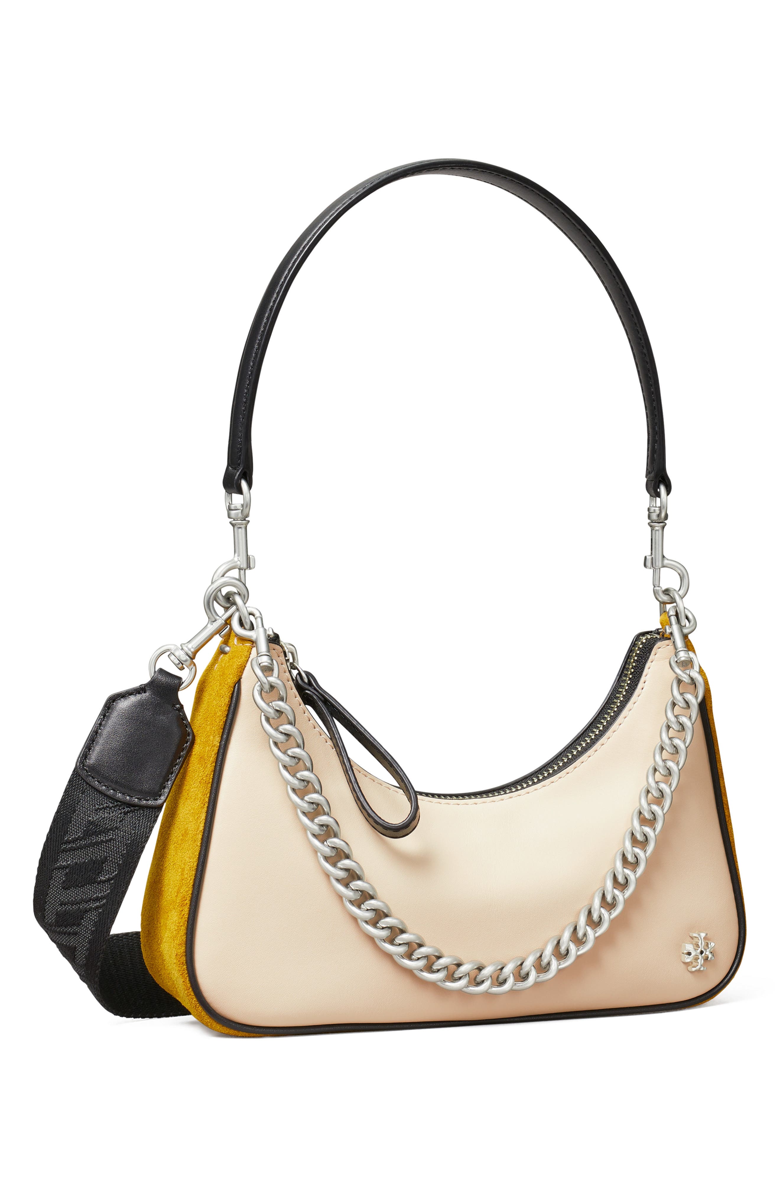 Tory Burch 151 Mercer Colorblock Small Crescent Bag, Alternate, color, 