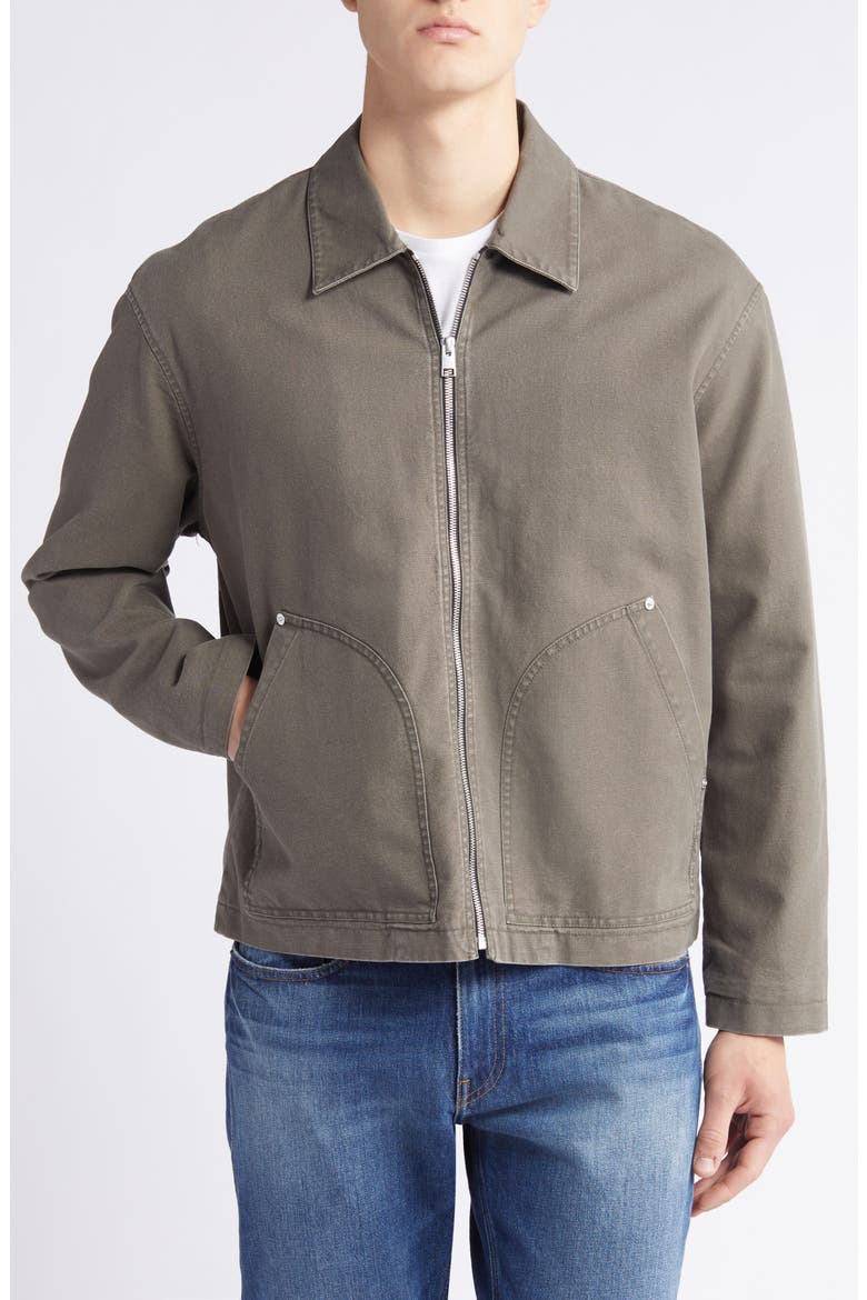Garment Washed Denim Trucker Jacket, Alternate, color, OLIVE GREEN