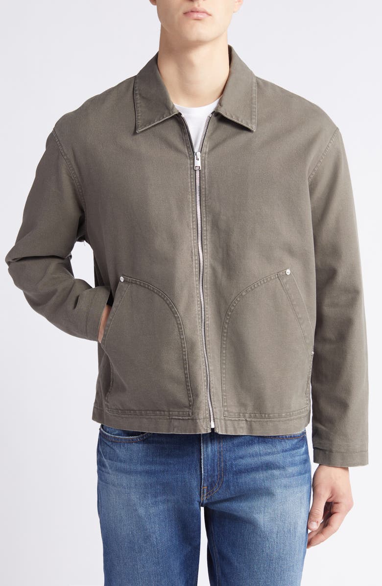 FRAME Garment Washed Denim Trucker Jacket, Alternate, color, Olive Green