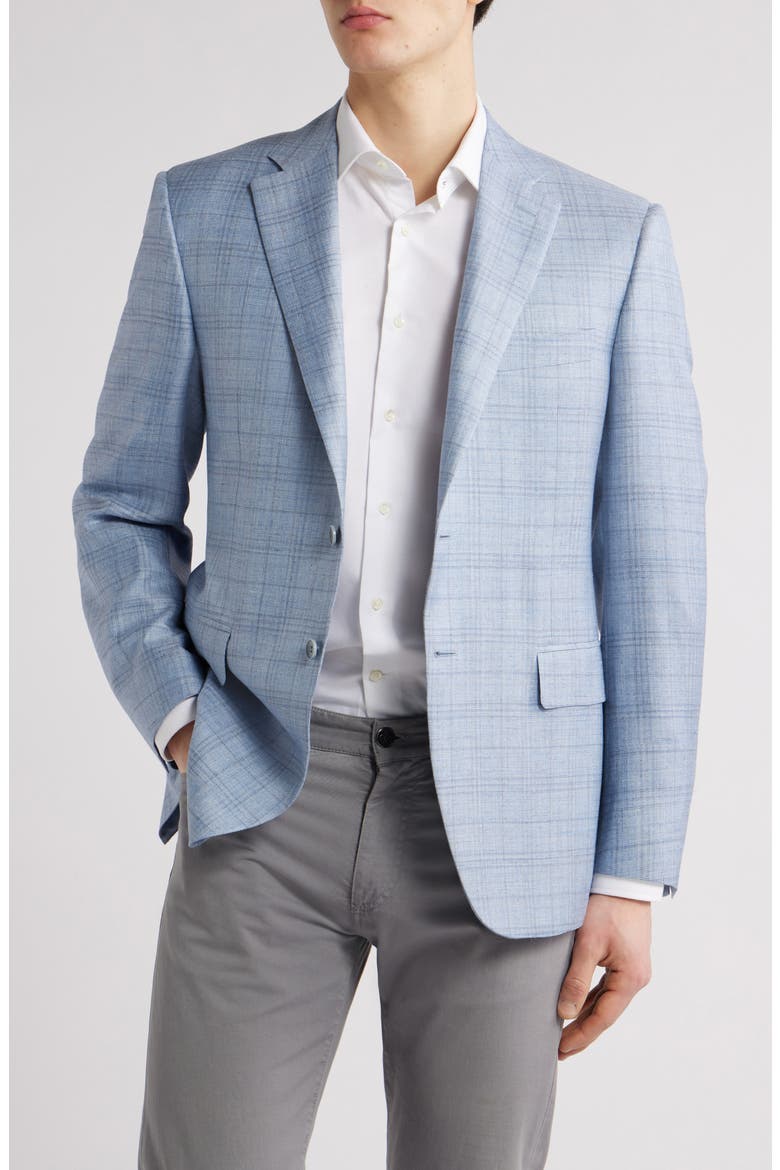 Siena Regular Fit Plaid Wool & Silk Blend Sport Coat, Main, color, LIGHT BLUE