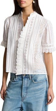 Polo Ralph Lauren Cotton Eyelet Button-Up Shirt