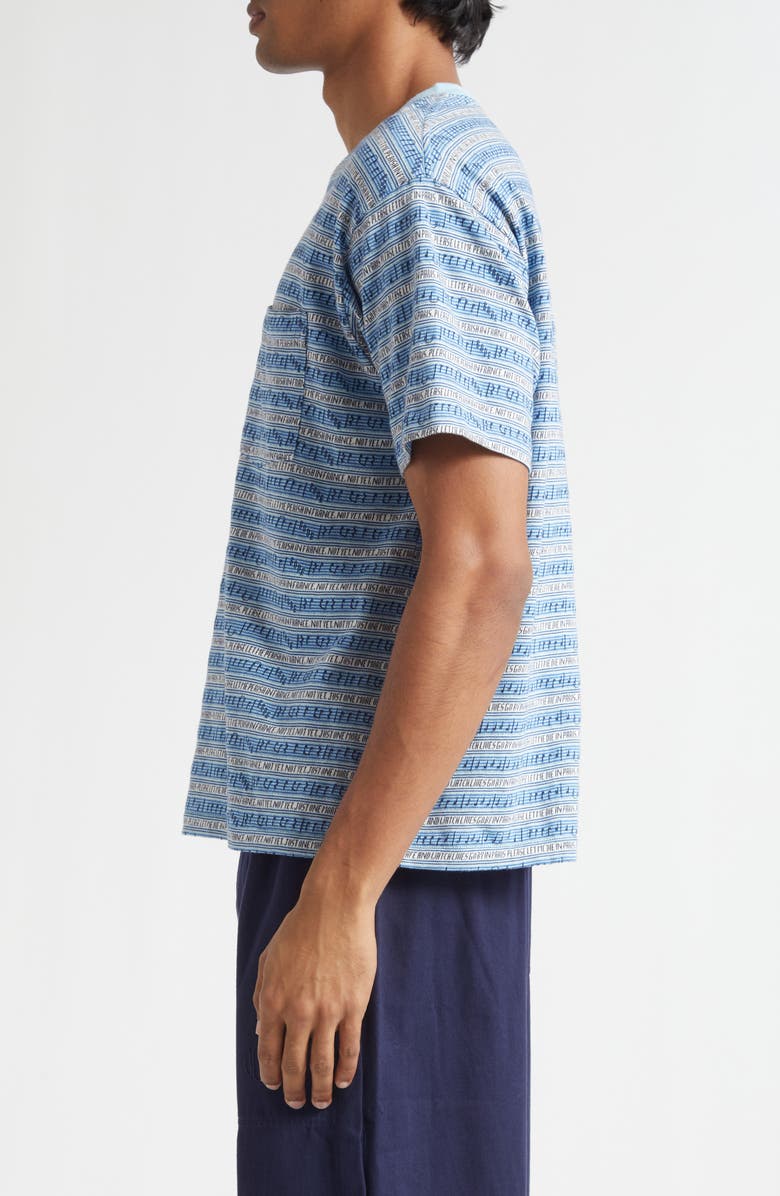 Bode Lyric Stripe Pocket T-Shirt, Alternate, color, Blue Multi