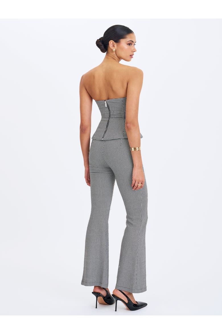 Ulla Micro-Houndstooth Strapless Peplum Top, Alternate, color, Hounstooth Grey