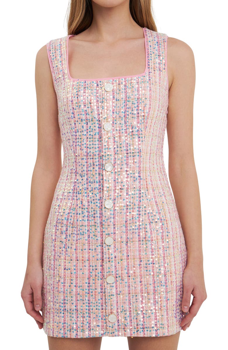 Endless Rose Sequin Tweed Minidress, Alternate, color,