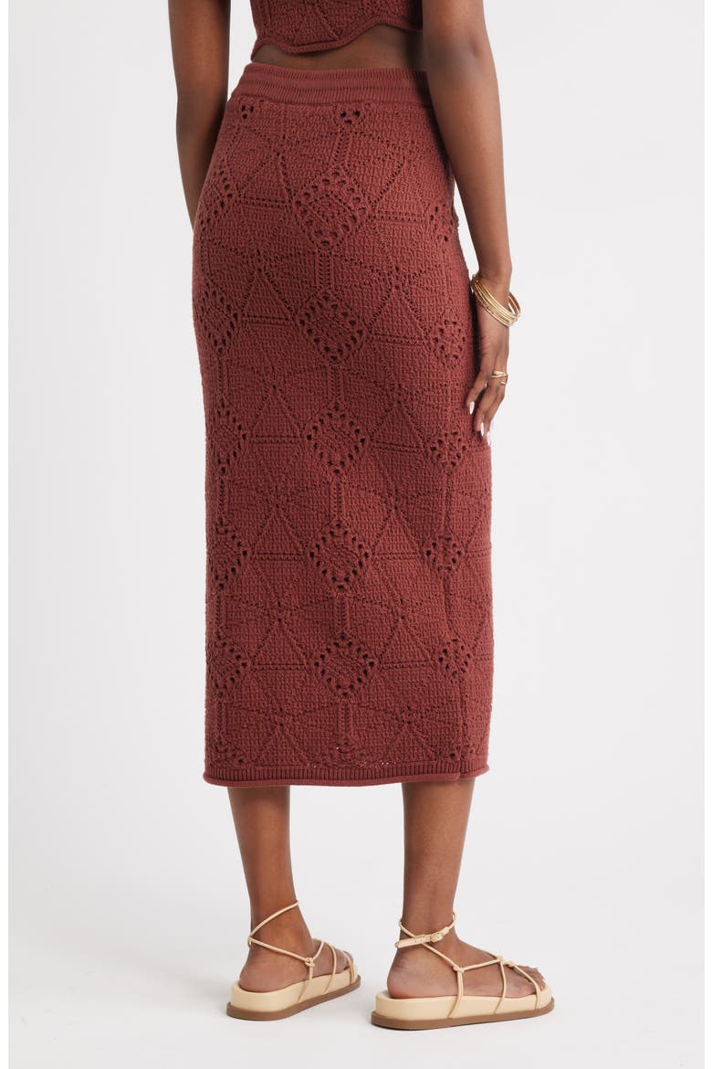 Crochet Midi Skirt, Alternate, color, BROWN SABLE