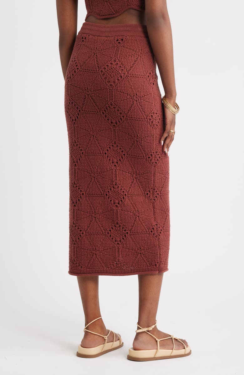 Treasure & Bond Crochet Midi Skirt, Alternate, color, Brown Sable