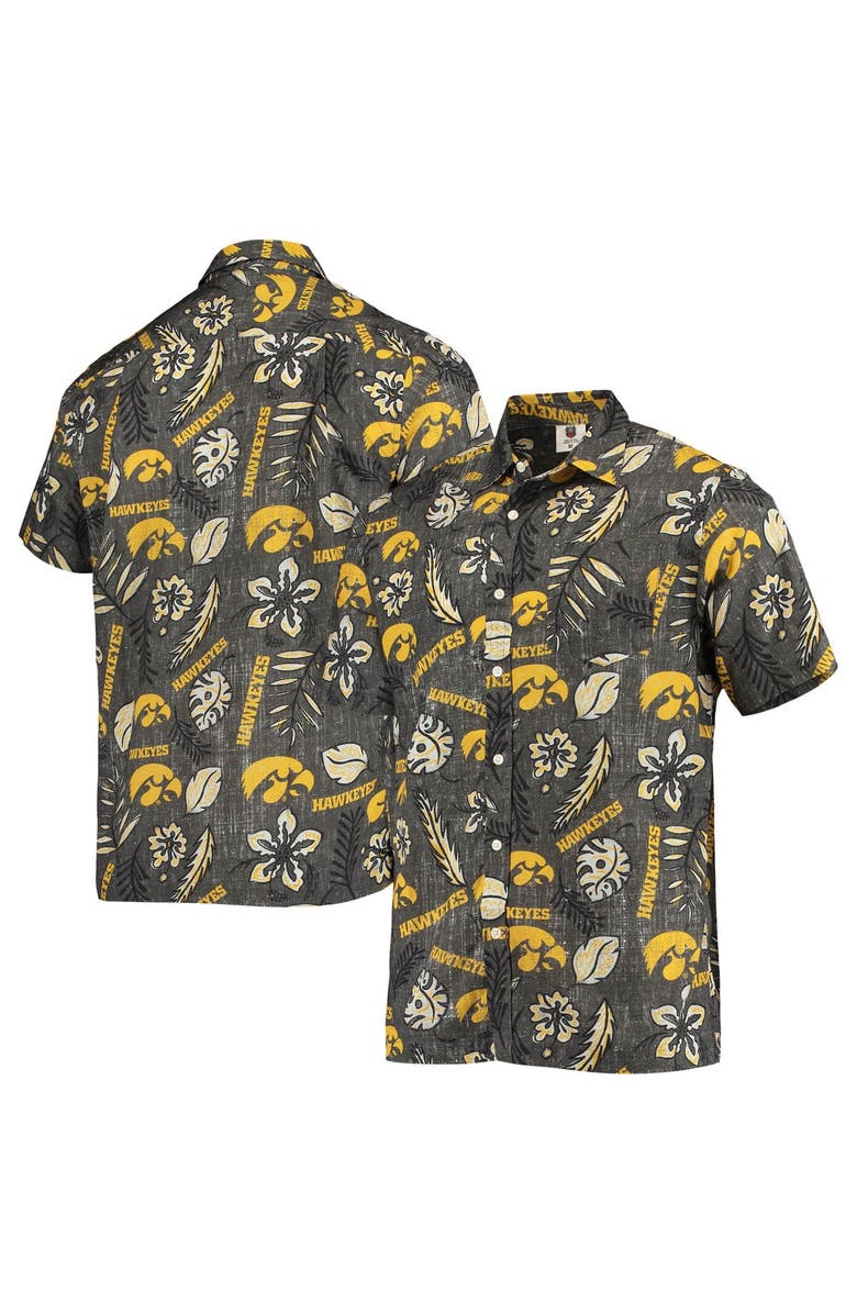 Wes & Willy Men's Wes & Willy Black Iowa Hawkeyes Vintage Floral Button-Up Shirt, Alternate, color, 