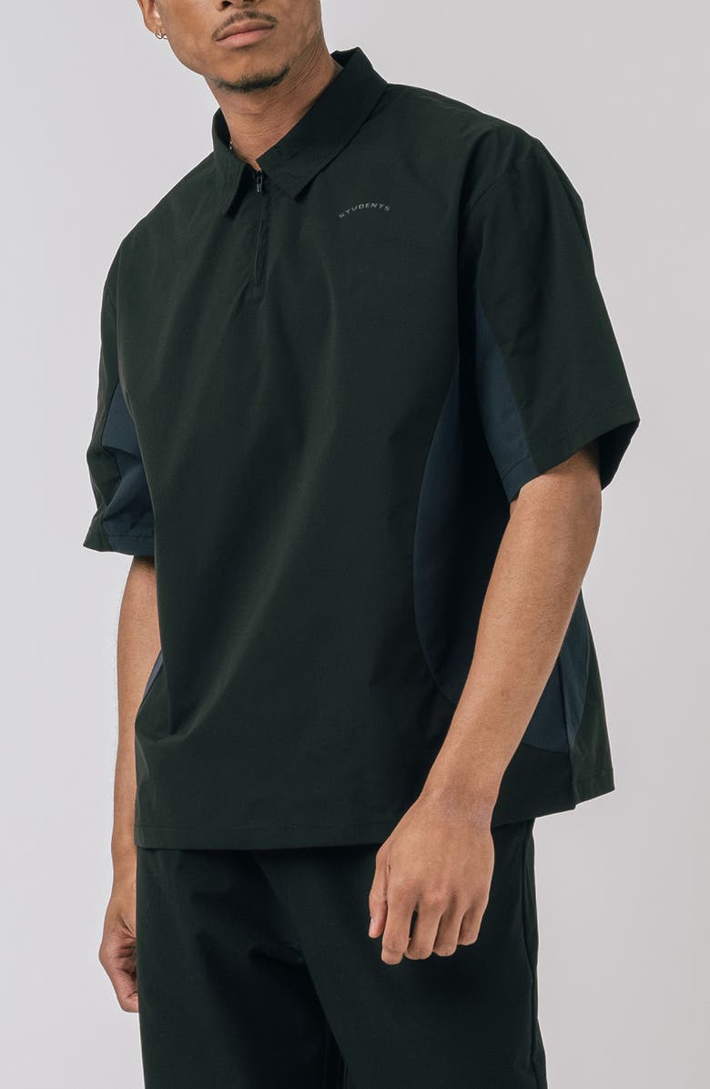 STUDENTS Linwood Short Sleeve Poplin Quarter Zip Polo, Main, color,