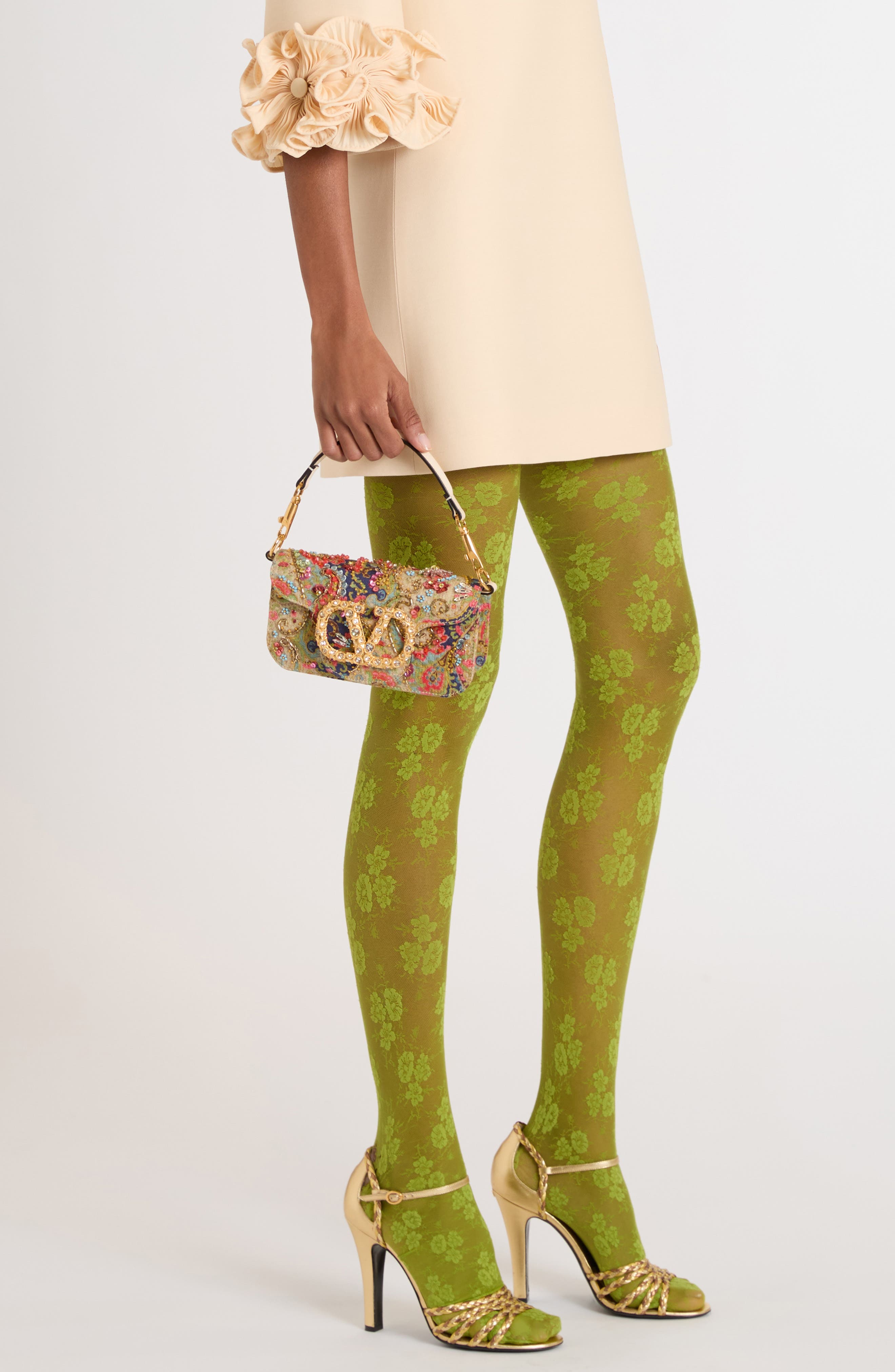 Valentino Garavani Small Locò VLOGO Beaded Paisley Shoulder Bag, Alternate, color, 