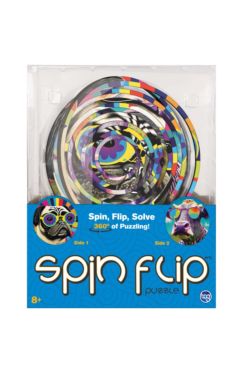 Spin Flip Puzzle Hippy Dog 
Cow 2In1 Doublesided Puzzle, Alternate, color, Multicolored