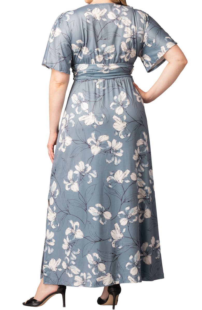 Kiyonna Vienna Maxi Dress, Alternate, color, Grey Lily Print