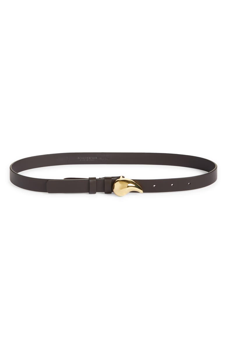 Bottega Veneta Drop Leather Belt, Main, color, 2190 Fondant-M Brass