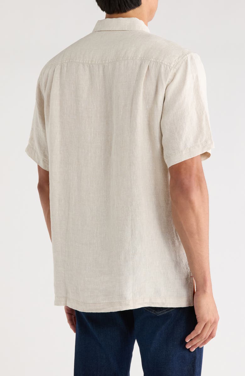 Tommy Bahama Sea Glass Short Sleeve Button-Up Linen Camp Shirt, Alternate, color, Natural