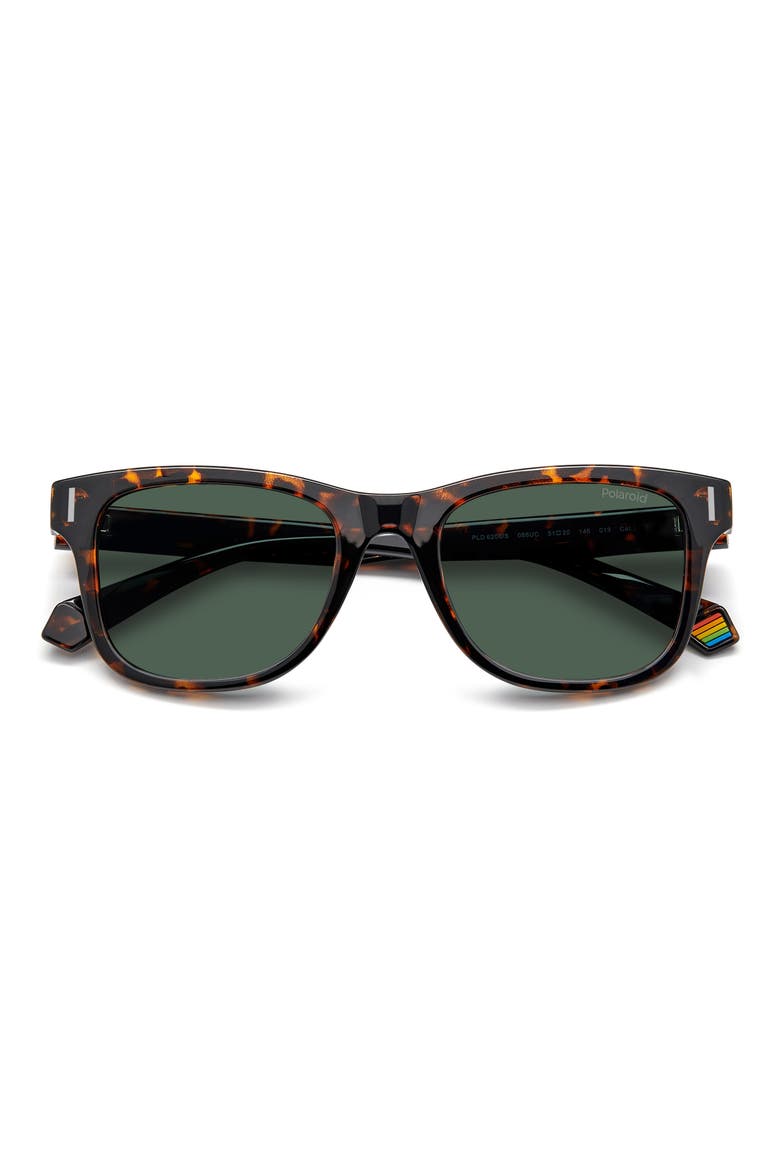 51mm Polarized Square Sunglasses, Alternate, color, HAVANA/ GREEN POLARIZED