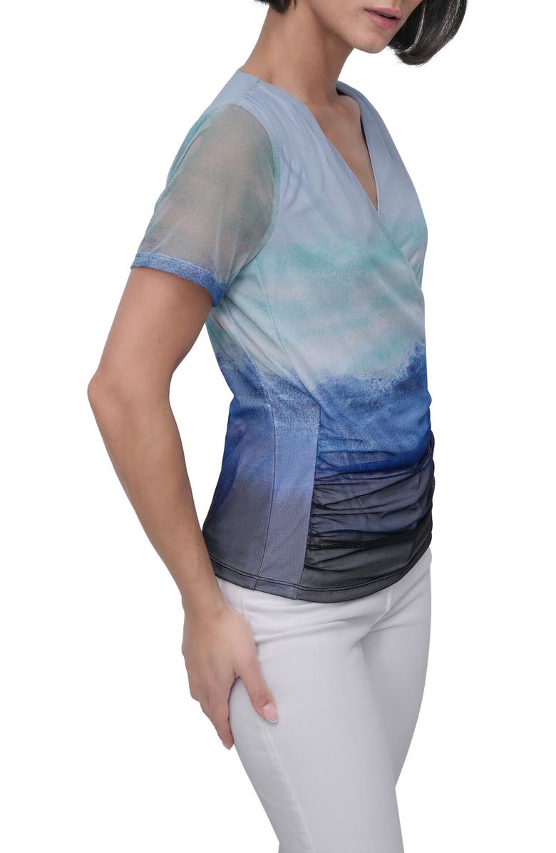 DKNY Ombré Colorblock Mesh Top, Alternate, color, Seafoam Ombre Border