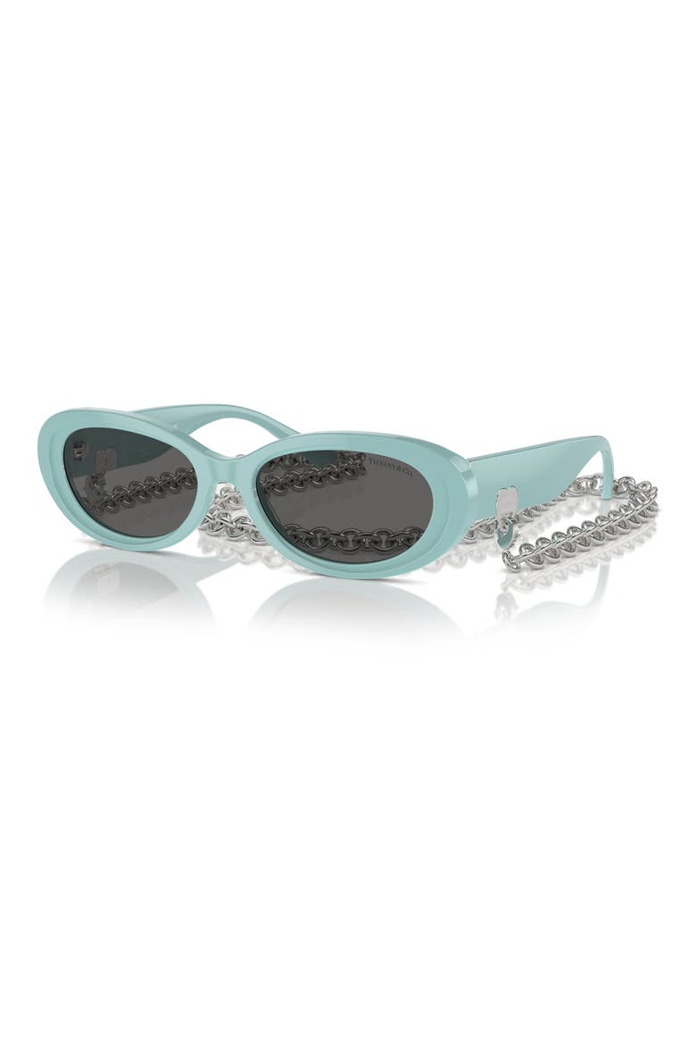 54mm Oval Sunglasses with Chain, Alternate, color, BLUE GREY
