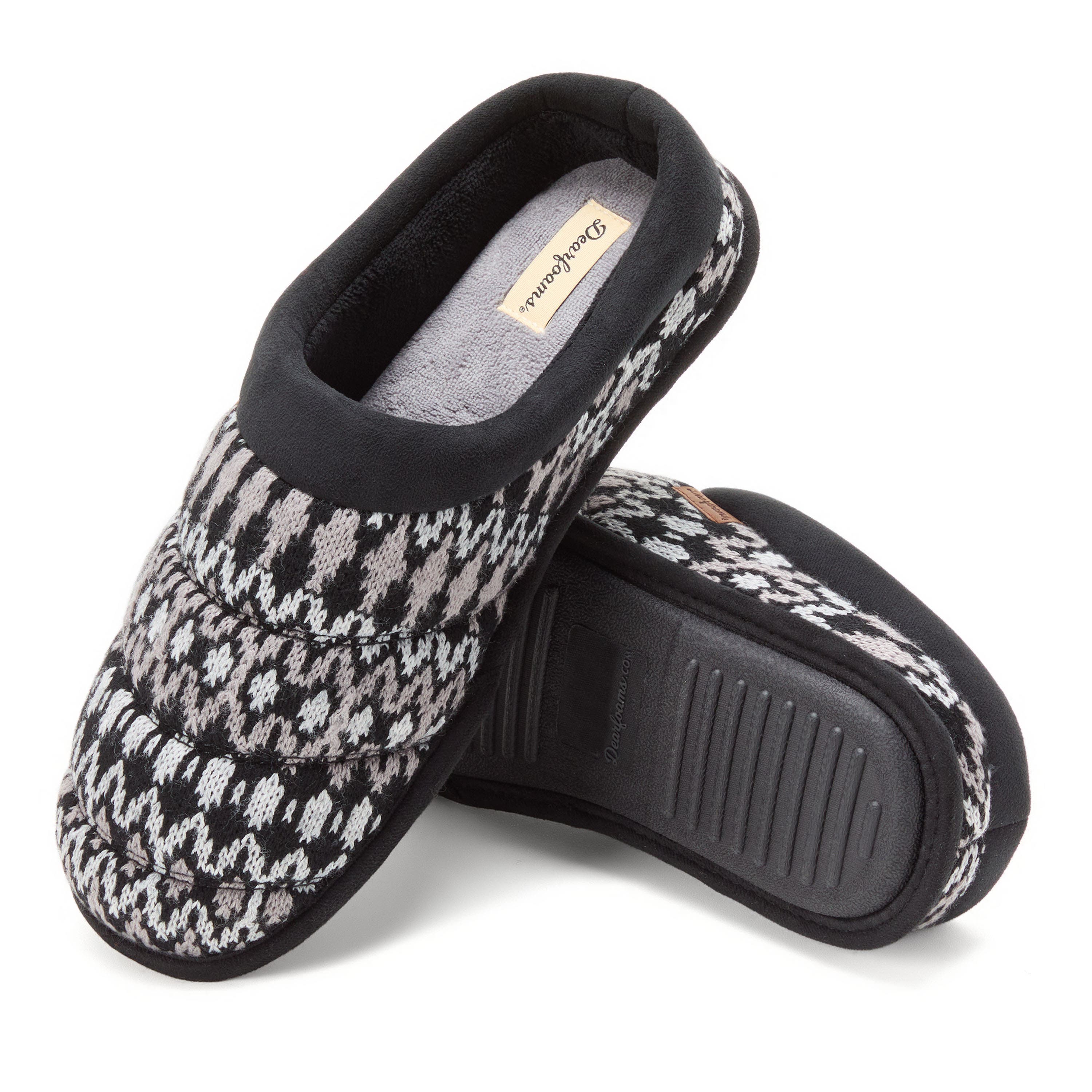 DEARFOAMS Asher Marled Knit Clog Slipper, Alternate, color, Black Combo