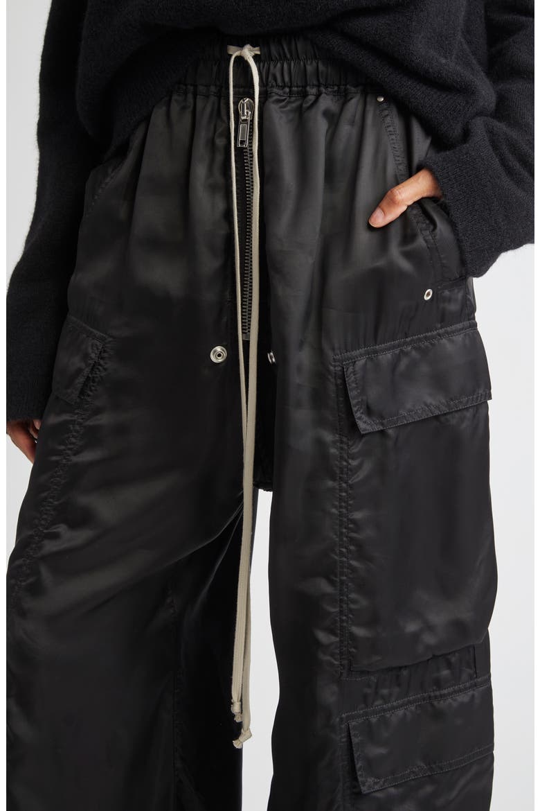 Cargobelas Satin Cargo Pants, Alternate, color, BLACK
