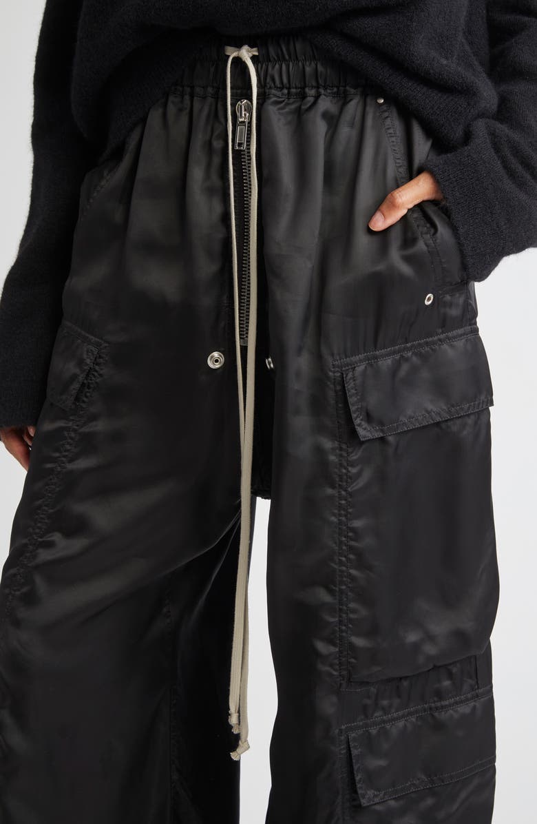 Rick Owens Cargobelas Satin Cargo Pants, Alternate, color, Black