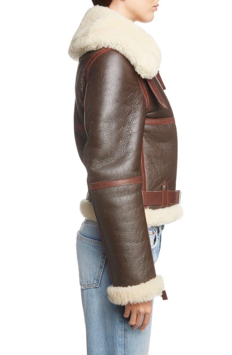 Acne Studios Leather Jacket with Genuine Shearling Trim, Alternate, color,