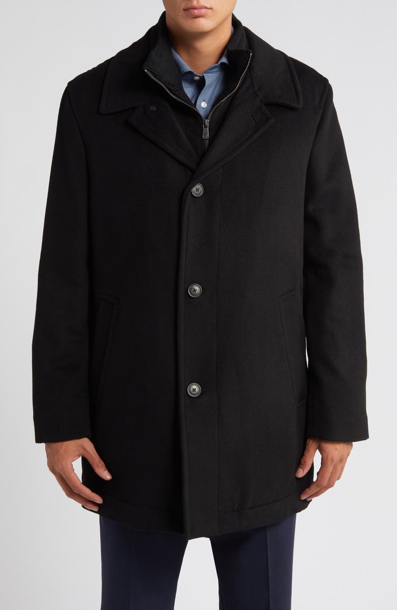 Hart Schaffner Marx MacBeth Wool Blend Coat with Bib, Alternate, color, Black