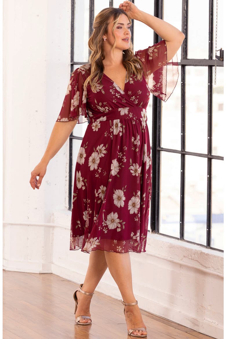 Margot Mesh Cocktail Dress, Alternate, color, RASPBERRY FLORAL PRINT