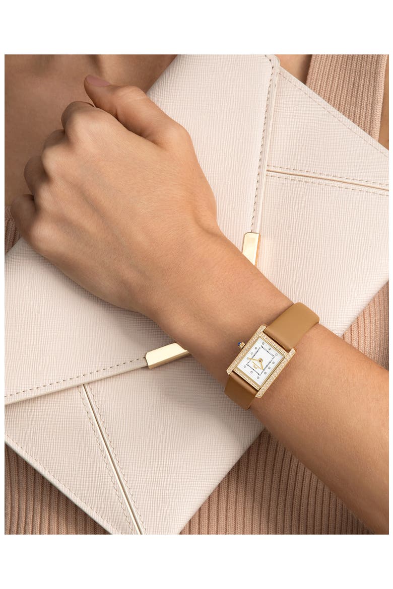 Karolina Diamond & Topaz Leather Strap Watch, 30mm, Alternate, color, BEIGE