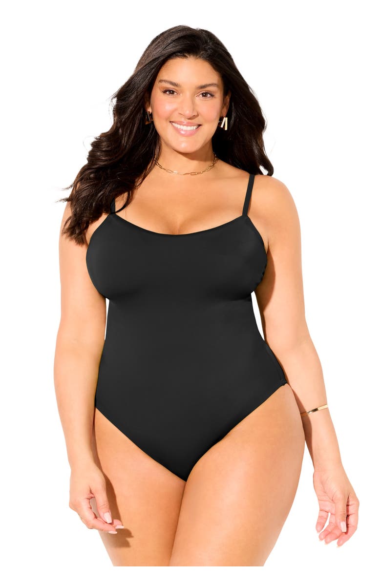 Swimsuits for All Tank One Piece Swimsuit, Main, color, Black
