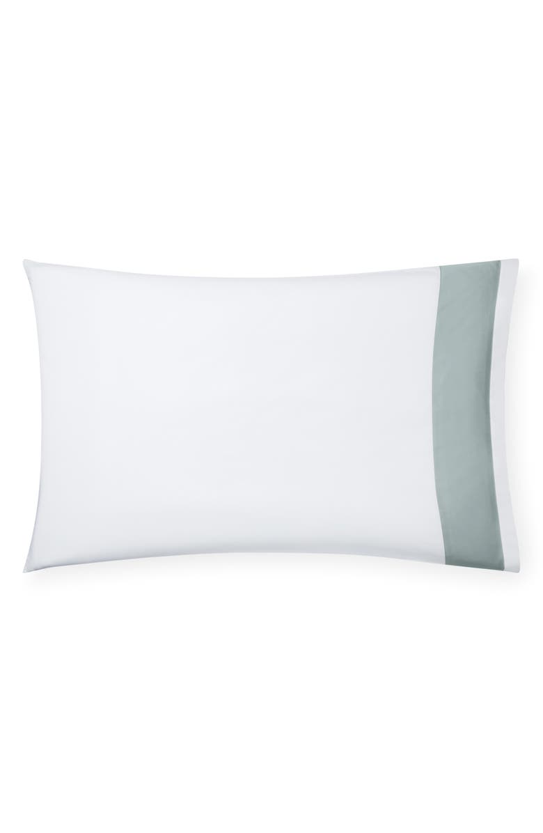 SFERRA Casida 200 Thread Count Pillowcase, Main, color, White/ Seagreen