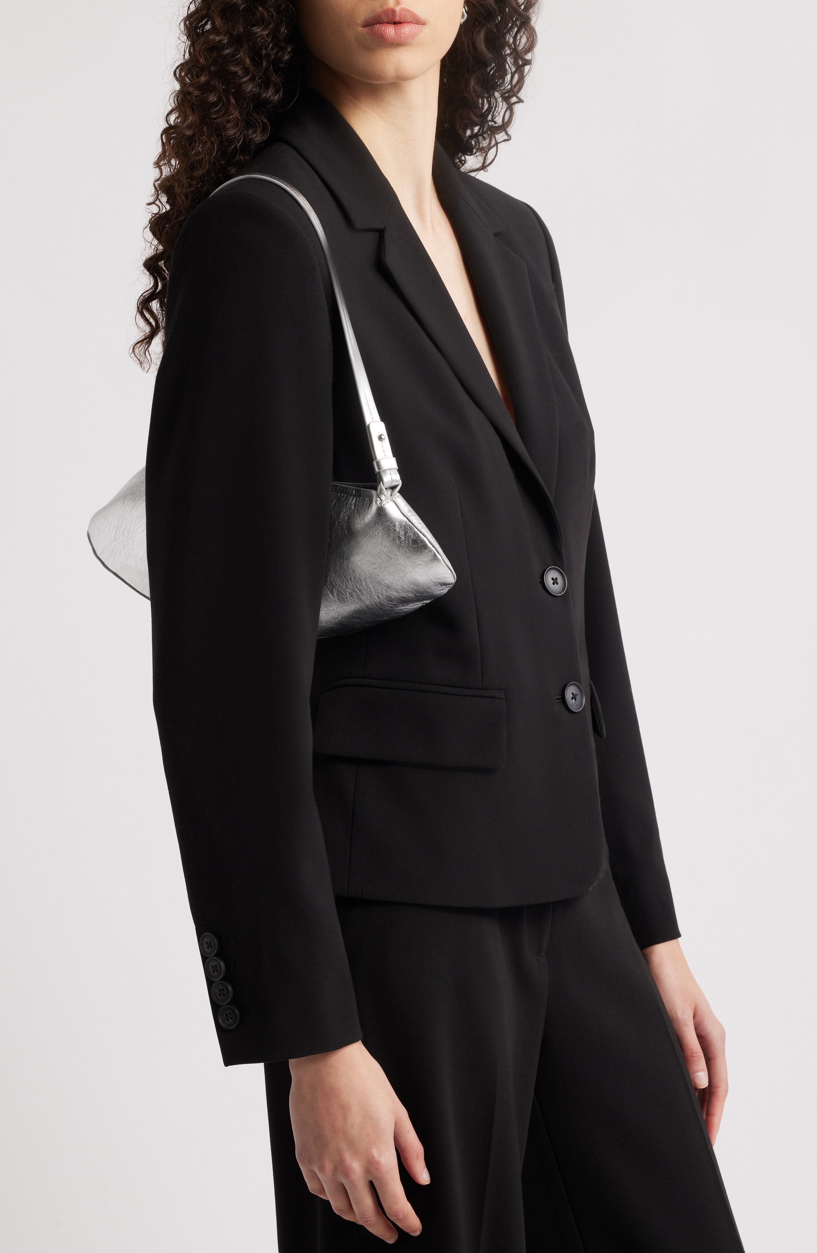 Leather Clutch, Alternate, color, SILVER