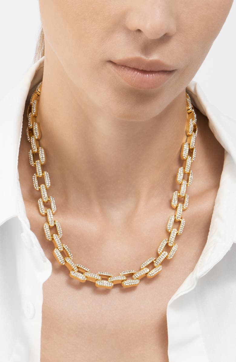 Adornia Pavé Cubic Zirconia Chain Necklace, Alternate, color, Gold