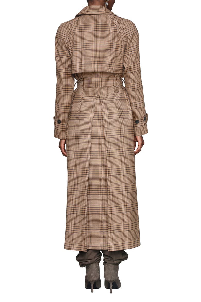 Oversized Plaid Maxi Trench Coat, Alternate, color, BROWN PLAID