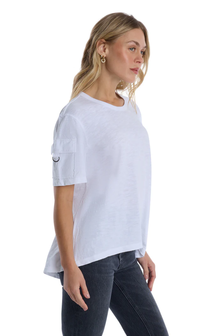 Round Neck Short Sleeve Hi-Lo, Alternate, color, White