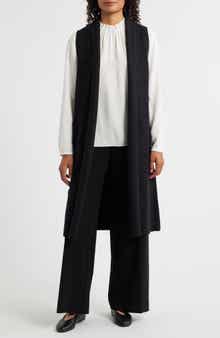 Eileen Fisher Shawl Collar Wool Longline Vest