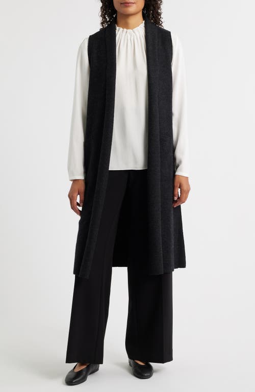 Eileen Fisher Lightweight Boiled Wool Shawl Collar Vest In Regenerative Wool In Black
